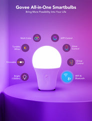 Govee A19 Smart RGBWW Bulbs E26 1200lm