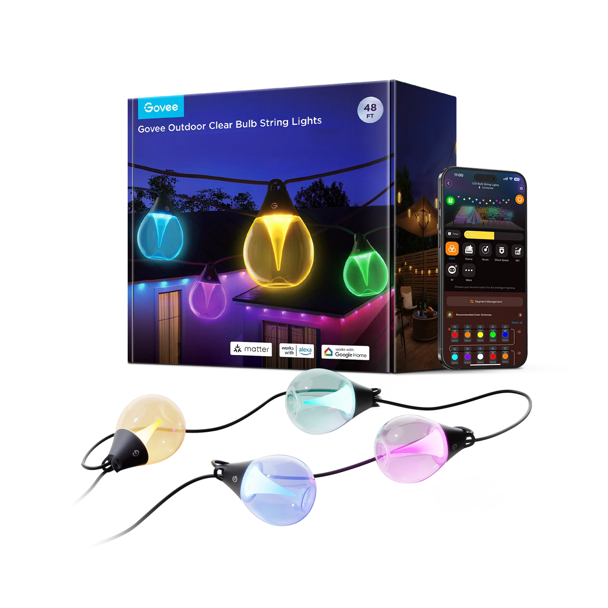 Refurbished Govee Outdoor Clear Bulb String Lights